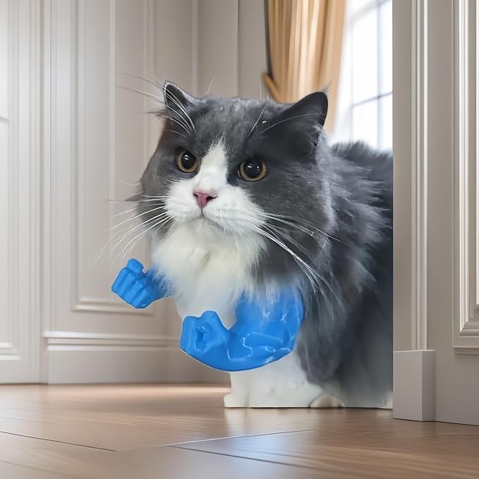 Funny Cat Muscle Arm, 3D Print Cat Neck Arm with Muscles, Funny Pet Prop Boom Arm, for Kitten Birthday Party Supplies(Green)