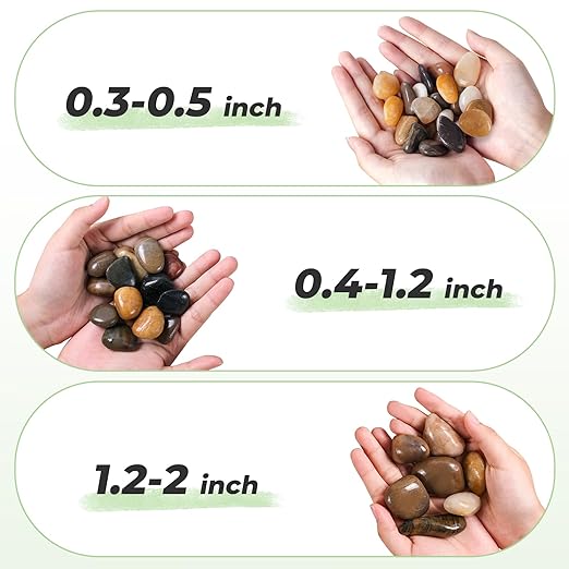 SIDONG 10 LB Mixed River Rocks, 0.3-0.5 Inches High Polished Pebbles for Indoor Plants, Aquarium Rocks Used in Fish Tank, Decorative Stones for Plants, Vases, Home Décor, Crafting, Garden Landscaping