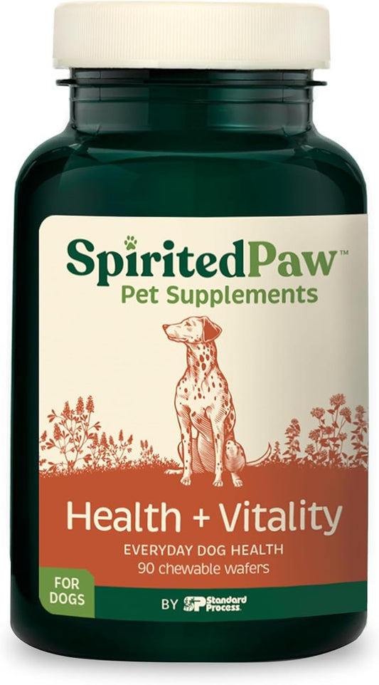 Health + Vitality for Dogs - Pet Supplement for Immune System, Coat, Liver Health & More - Dog Multifunctional Support with Choline, Calcium, Zinc, & Vitamins D and A - 90 Chewable Wafers