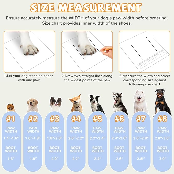 Dog Shoes for Large Small Medium Dogs, Dog Snow Boots Winter, Dog Booties and Paw Protectors to Prevent Licking, Anti-Slip Dog Shoes with Reflective for Hot Pavement,Hardwood Floors, Hiking (Size 8)