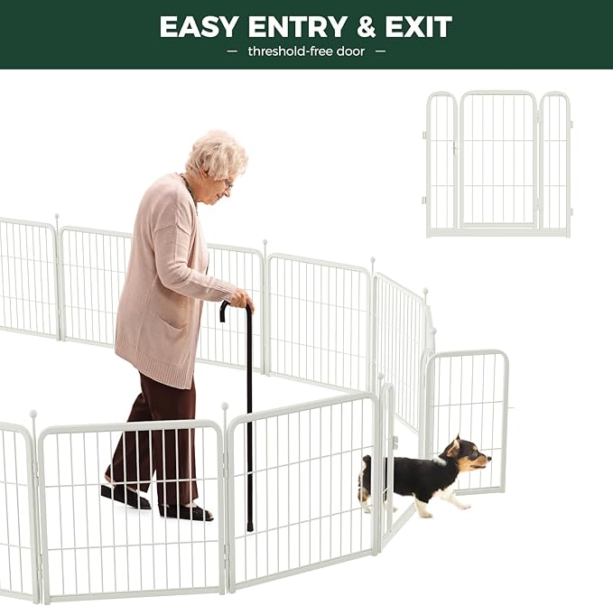 FXW Rollick Unleashed Dog Playpen for Indoor, Yard, RV Camping, 40 inch 48 Panels for Medium and Large Dogs, White│Patented