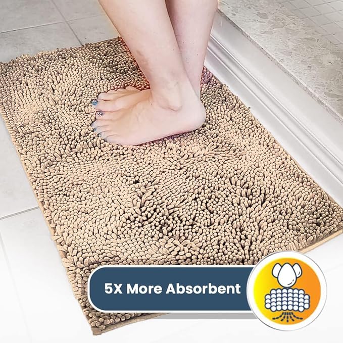 Muddy Mat® Original Dog Door Mat for Muddy Paws, Super Absorbent Microfiber, Non-Slip Washable Pet Rug, Quick Dry Chenille Entryway Carpet, Machine Washable Indoor Outdoor mat, Beige 24"x120"