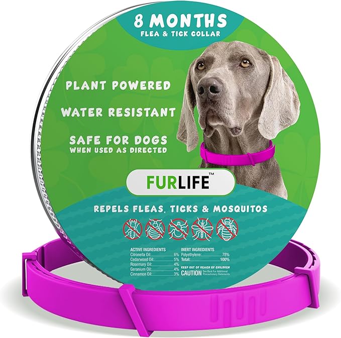 FurLife Flea and Tick Collar for Dogs – Waterproof Pink Dog Collar, Pet Supplies for Tick and Flea Prevention for Dogs, Safe for All Breeds