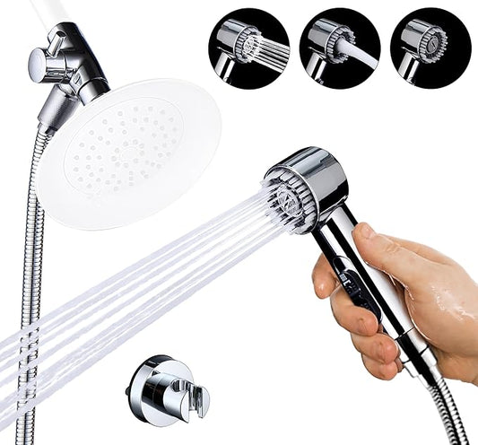 3 Mode Dog Shower Attachment, High Pressure Handheld Sprayer with ON/OFF Switch, G1/2" Metal Shower Diverter, 100 Inches Stainless Steel Hose, No Drill Hook, for Indoor Pet Bathing and Washing