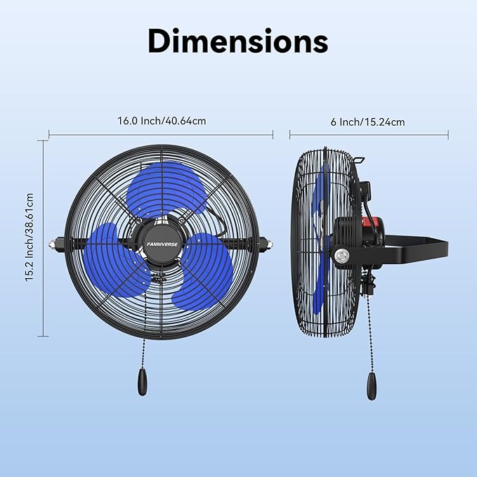 12 Inch Wall Fan Pro Series - Indoor High Velocity Wall Mount Fan for Commercial, Residential, Warehouse, Covered Patio, Shop, Garage, Barn, Gazebo 3 Speed 2800 CFM UL Safety Listed