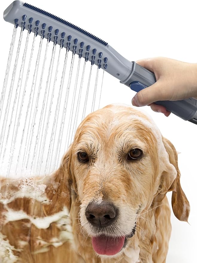 Dog Shower Attachment, Dog Shower With Metal Diverter, Pet Shower Attachment for Fast and Easy Dog Bathing, 3 Spray Modes One-Button Switch 8-Foot Hose For Indoor and Outdoor