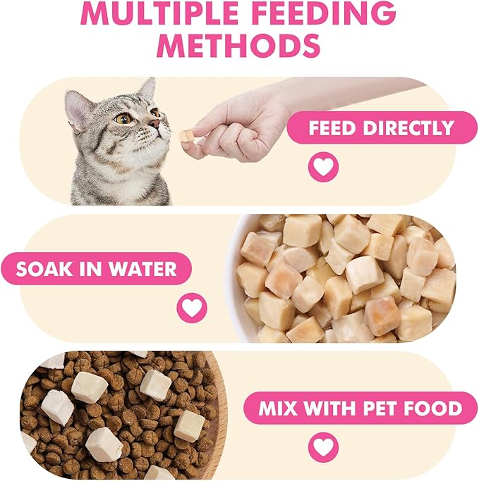 Freeze Dried Cats & Dogs Raw Treats, All Natural Single Ingredient Chicken Breast, High Protein Healthy Pet Training Treats or Food Topper, 3.5 oz