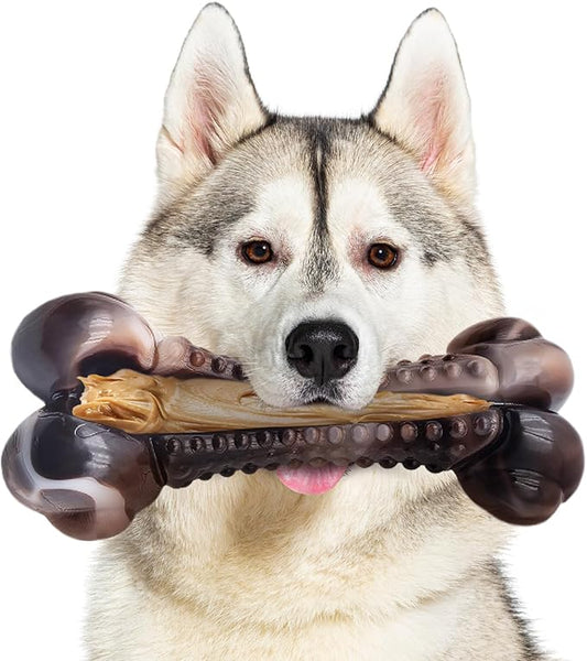 Dog Chew Toys for Aggressive Chewers, Tough Chew Toys for Dogs Large Small Medium, Indestructible Dog Bone Toy For Chewer, Durable Nylon for Puppy Dogs Teething Toy to Keep Them Busy,Beef Flavor Gift