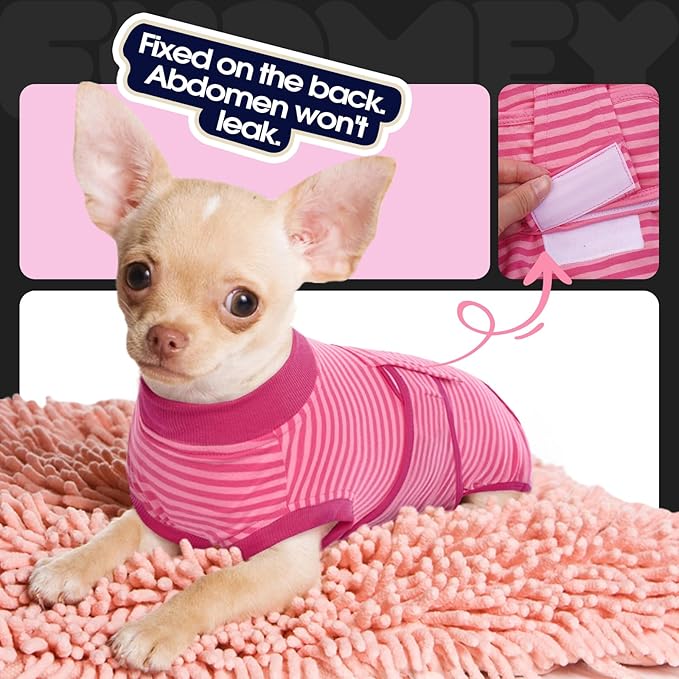 FUAMEY Recovery Suit for Dogs After Surgery,Soft Breathable Dog Bodysuit E-Collar & Cone Alternative Surgical Suit,Male Female Dog Neuter Spay Suits Anti Licking Wounds Onesie Rose Stripes L