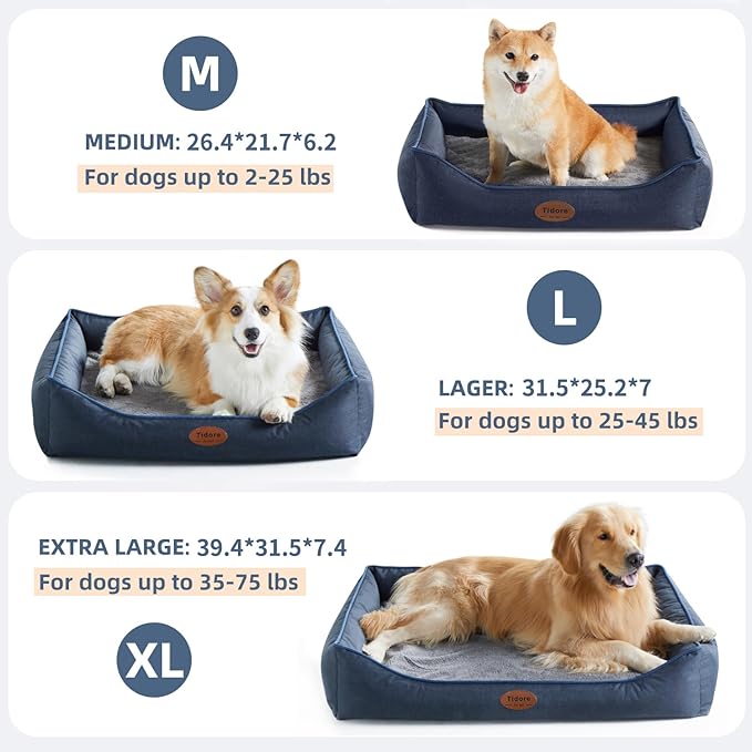 Orthopedic Dog Beds for Medium Dogs, Durable Egg Crate Foam Sofa Dog Bed wit Washable Removable Cover,Waterproof Lining,Pet Bed for Large Dogs (Navy Blue, 39.4" L x 31.5" W x 7.4" Th)