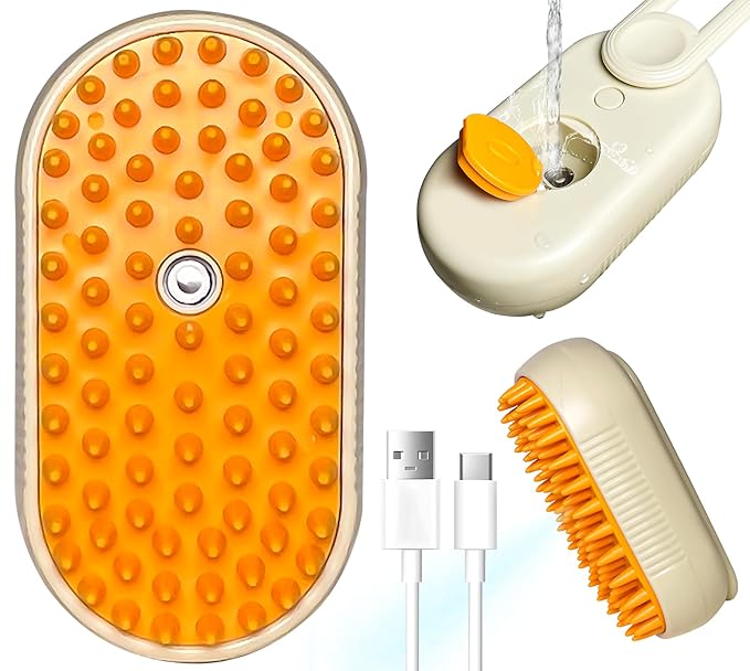Spritz Defur Comb for Cats, New 3-in-1 Cat Steam Brush for Massaging and Cleaning Shedding Pets, Comb for Long and Short Hair Cats and Dogs Grooming Tool (Coffee)