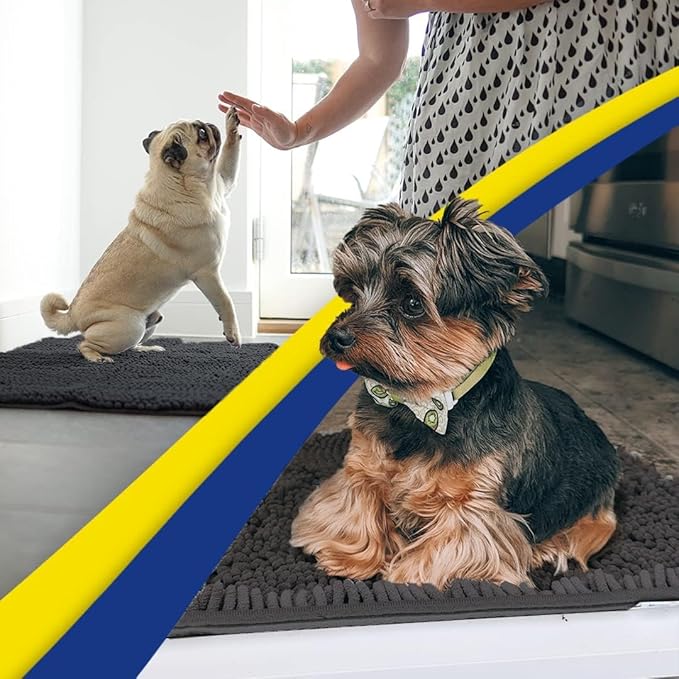 Muddy Mat® Original Dog Door Mat for Muddy Paws, Super Absorbent Microfiber, Non-Slip Washable Pet Rug, Quick Dry Chenille Entryway Carpet, Machine Washable Indoor Outdoor mat, Charcoal 19"x30"