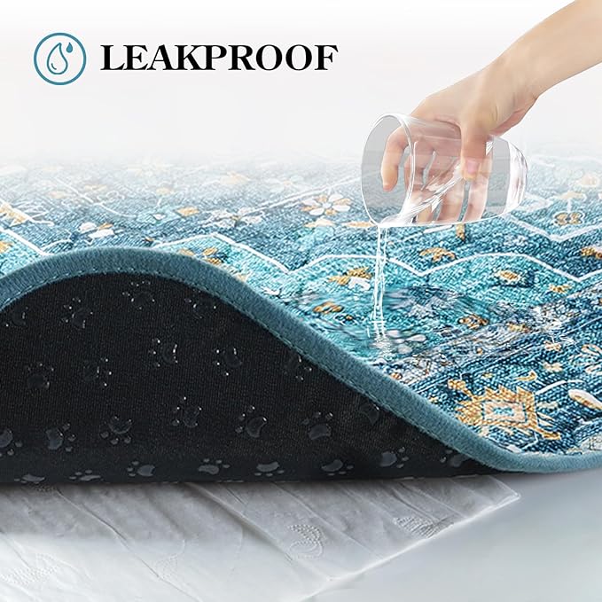 HAOCOO Washable Pee Pads for Dogs, (2 Pack) 3Ft x 4Ft Non-Slip Reusable Puppy Training Pads with Waterproof, Blue Super Absorbent Leak-Proof Whelping Pads Litter Mat for Pet Housebreaking