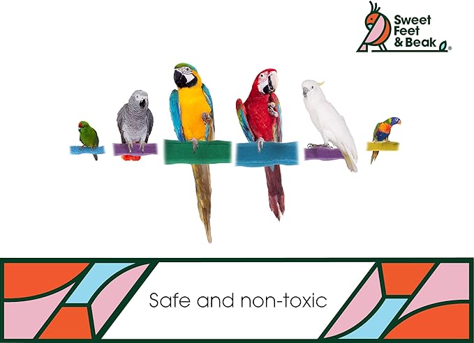 Comfort Grip Safety Perch for Bird Cages - Pedicure Perch for Birds to Keep Nails and Beaks in Top Condition - Safe Easy to Install Bird Cage Accessories- L 13"
