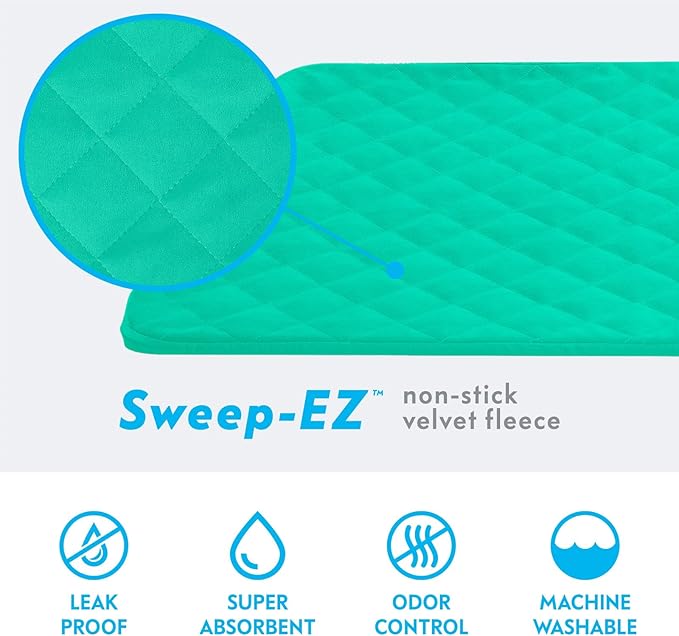 Paw Inspired Fitted Fleece Cage Liner Set for Ferret Nation, Critter Nation Single Unit (Bottom Pan Liner, Ramp Cover, Shelf Liner) for Ferrets, Rats, Chinchillas, Hedgehogs, Small Animals (Green)