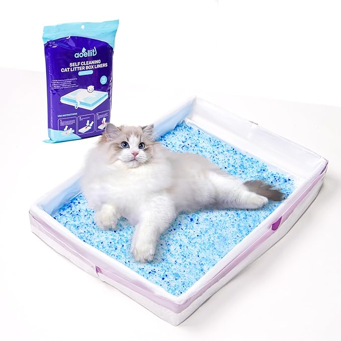 24 Count Litter Box Liners, Waste Bags Compatible with Pet-safe ScoopFree Self-Cleaning Litter Box Tray Refills, Drawstring Litter Bags for Reusable Tray, Pre-Separated (38"L x 14.5"W x 7.8"H)