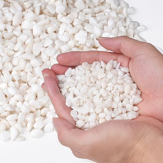 5 lbs White Aquarium Gravel, 1/5 Inch White Rocks for Plants, Small Pebbles for Vases, Succulents, Bamboo, Natural Decorative Pebbles for Plants Drainage, Cactus, Crafts