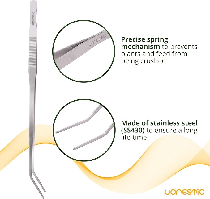 2 Pcs Heavy Duty Reptile Feeding Tongs, Aquarium Tweezers 18 Inch, Straight and Curved Extra Long Tweezers, Reptile Tongs, Aquarium Tongs, Aquarium Tweezers Extra Long