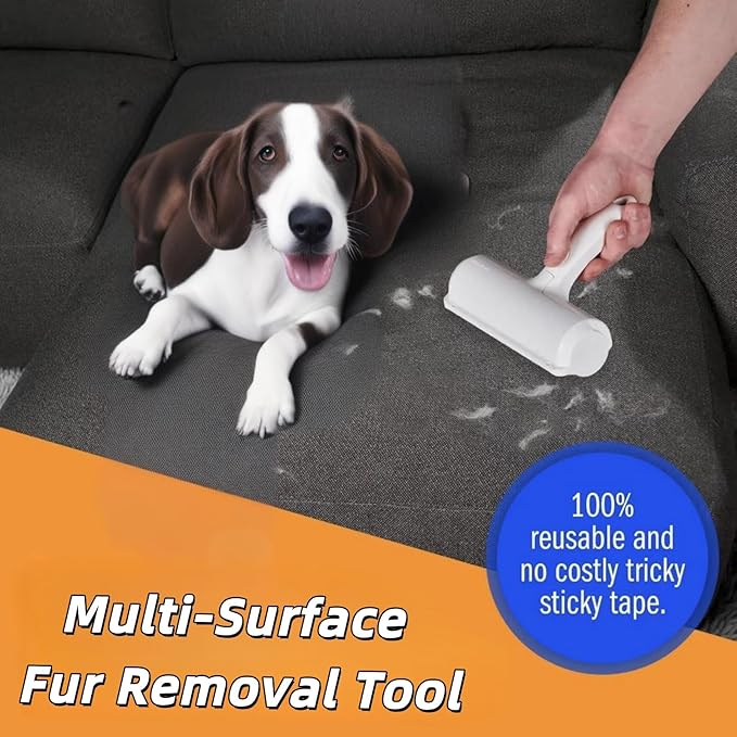 Roller Pet Hair Removal Tool，Reusable Lint Roller - Cat and Dog Hair Remover for Furniture，Dog Brush for Shedding，Portable Multi-Surface Fur Removal Tool (Sofas,Carpets,Clothing,Bed Sheet)