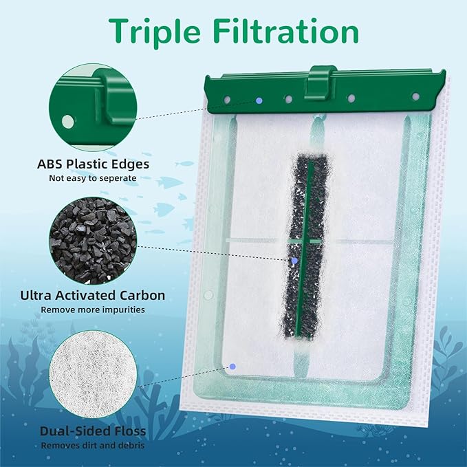 6 Pack Medium Aquarium Filter Cartridge for Whisper Bio Bag Power Filters, Medium Filter Cartridges for Repto Filter
