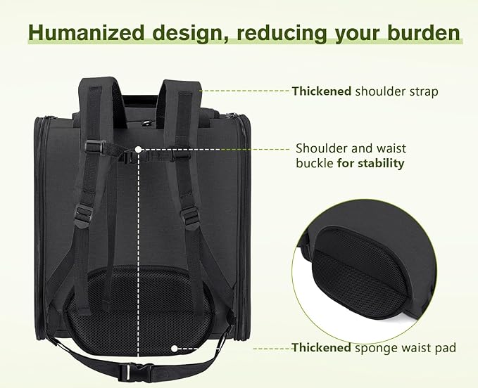 Pecute Cat Backpack with Widened Interior Space, Upgraded Dog Backpack Carrier with Various Ways to Carry, Pet Backpack with Breathable Mesh, Pet Travel Carrier with Soft Padded,Dark Grey