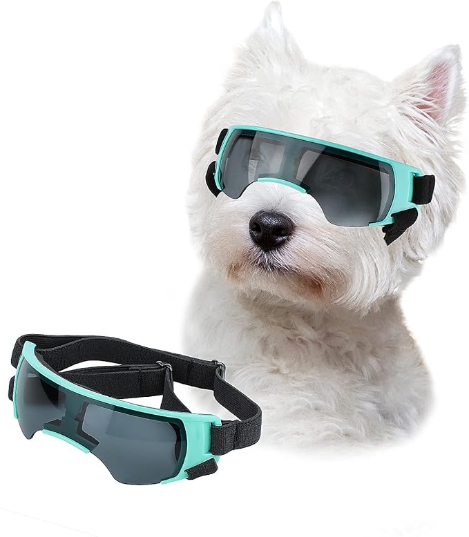 Lesypet Dog Sunglasses Small Breed, Dog Goggles for Small Dogs Windproof Anti-UV Glasses for Dogs Outdoor Eye Protection, Blue