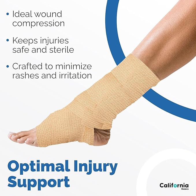 Self-Adhesive Bandage Wrap - Suitable for All Sports - Breathable Athletic Tape for Wrists - Knee and Ankle - Self Adhesive Bandage- 4 Inch- 8 Pack - Brown