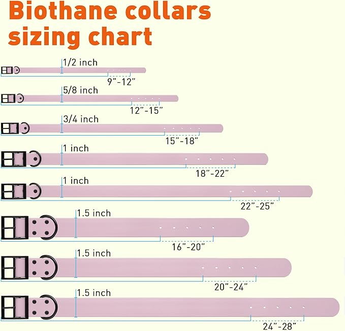 Dogline Biothane Waterproof Dog Collar Strong Coated Nylon Webbing with Black Hardware Odor- Proof for Easy Care Easy to Clean High Performance Fits Small Medium or Large Dogs, Pastel Purple