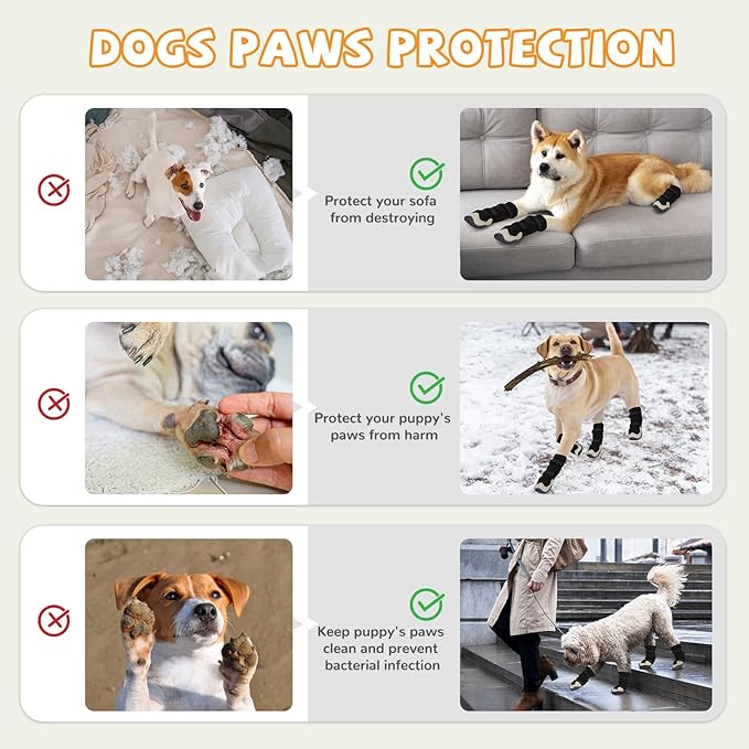 Dog Shoes for Large Small Medium Dogs, Dog Snow Boots Winter, Dog Booties and Paw Protectors to Prevent Licking, Anti-Slip Dog Shoes with Reflective for Hot Pavement,Hardwood Floors, Hiking (Size 4)