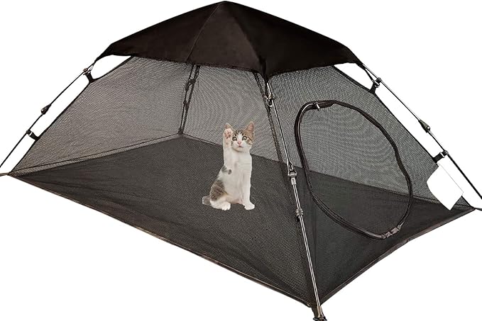 AICHIFAN Mini Cat Tent for Outside Playpen Pop Up Indoor Pet Cat Enclosures Portable Sunshade and Anti-UV Cat Playhouse for SUV Pickup Truck (Play Tents for Cats and Small Animals) - Outside Habitat