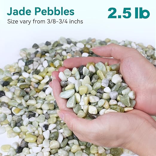 2.5 lbs Jade Pebbles for Indoor Plants, 3/8" Plant Rocks for Pots Indoor, Decorative Small Stones for Plants, Bamboo,Vase, Succulent, Highly Polished Small River Rocks