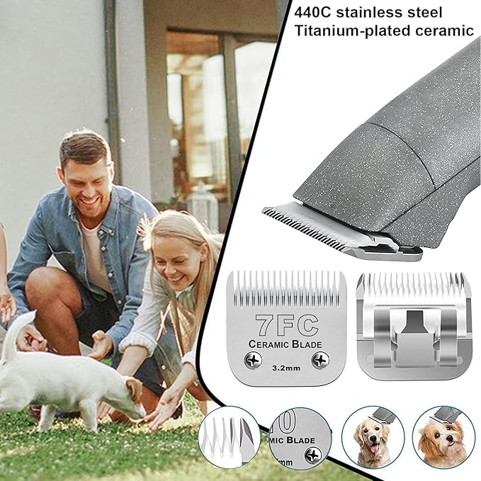 3PCS 7FC Blades for Dog Grooming Blades Compatible with Andis,Oster A5,Wahl km10 Dog Clippers,Size-7FC, 1/8-Inch (3.2mm) Cut Length (3pcs #7FC (3.2mm))