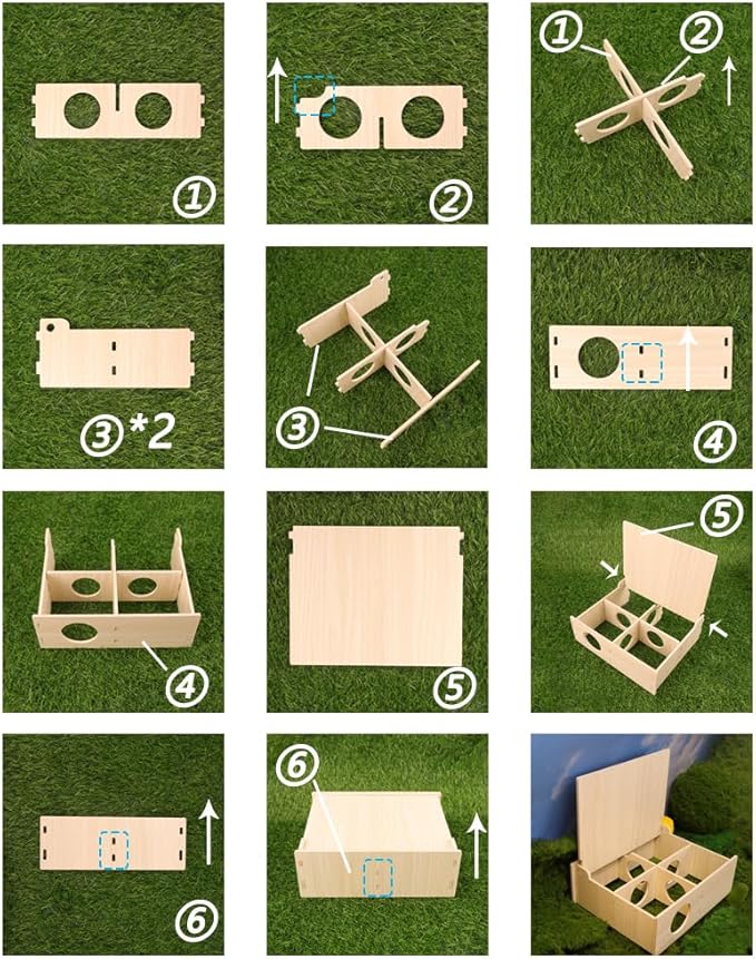 Hamster and Mouse Wooden Tunnel Cage Secret Peep Shed and Explore Hideout Flip Cover Design Hamster Play Tunnel