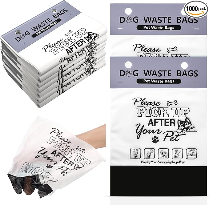 Ireer 1000 Pcs Thick Header Dog Waste Bags Bulk Dog Poop Station Refills Pet Waste Bags Thicker Leakproof Disposal No More Warm Yuck Feeling for Home Outdoor Parks Communities Hoas