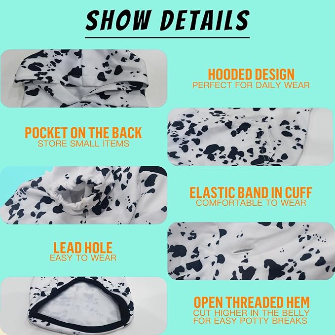 Dalmatian Hoodie, Cute Halloween Cosplay Winter Costume With Pocket, Dalmatians Print Clothes for Medium Large Dogs XXX-Large