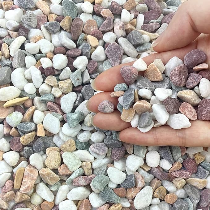 5 lbs Natural Mixed Color Gravel Pebbles, 3/8 Inch Decorative Succulent Rocks Pebbles for Plants, Stones for Vase, Landscaping and Outdoor Garden Decorative River Rock