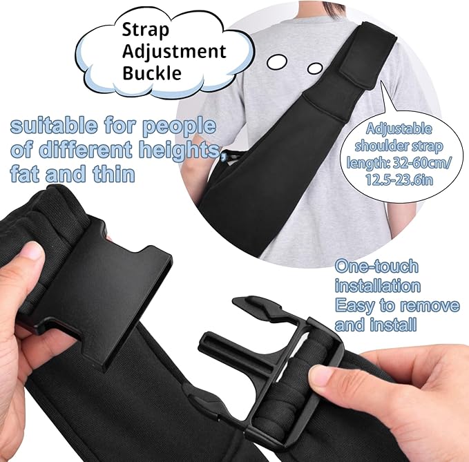 CUBY Dog and Cat Sling Carrier, Hand-Free Dog Carrier Slings with Adjustable Straps Pocker, Puppy Slings Carrier for Small Dogs Cats Outdoor Travel Bag(Black, M-Adjustable Strap)