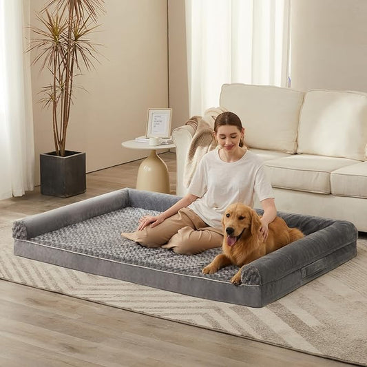 BFPETHOME Dog Beds for Large Dogs, Orthopedic Dog Bed for Medium Large Dogs,Big Waterproof Couch Pet Bed with Removable Washable Cover