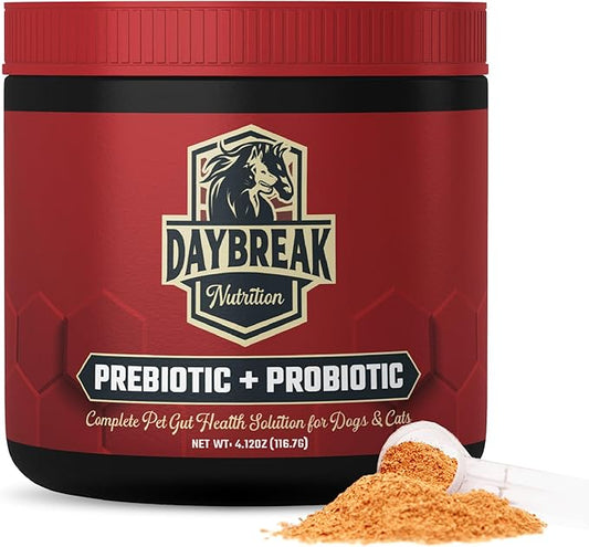 Probiotics for Cats & Dogs - 6 Billion CFU Prebiotic & Probiotic Powder - 8 Strains Pet Digestive Support - Gut Health Supplement with Flaxseed & Pumpkin - 30 Day Supply with Scoop