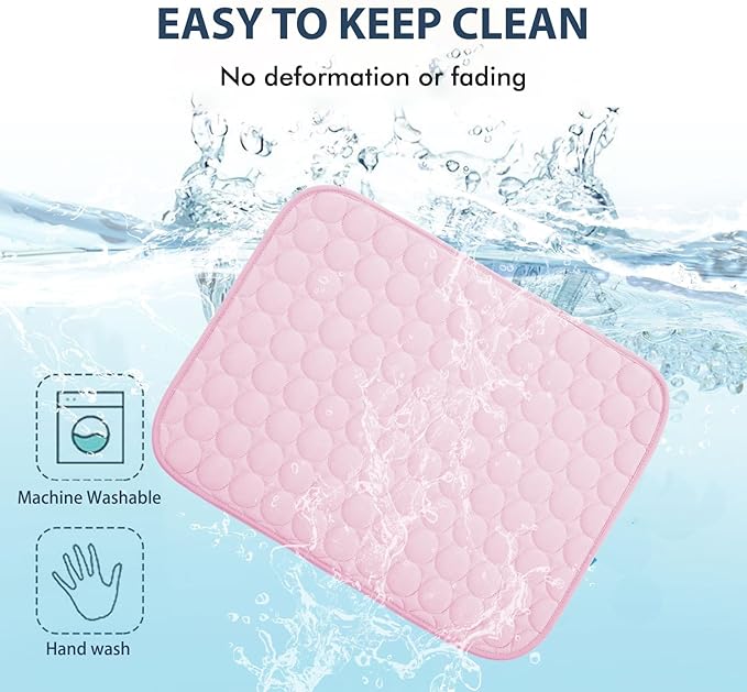 MICROCOSMOS Summer Cooling Mat & Sleeping Pad- Water Absorption Top, Easy Carry, EZ Clean, Materials Safe. Keep Cooling for Pets, Kids and Adults.(Pink, 19" x 15")