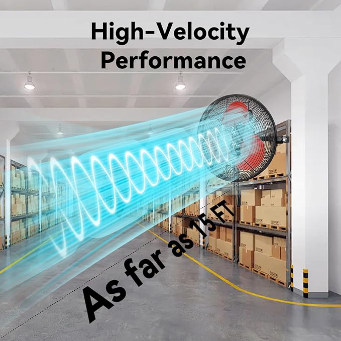 12 Inch Wall Fan Pro Series - Indoor High Velocity Wall Mount Fan for Commercial, Residential, Warehouse, Covered Patio, Shop, Garage, Barn, Gazebo 3 Speed 2800 CFM UL Safety Listed