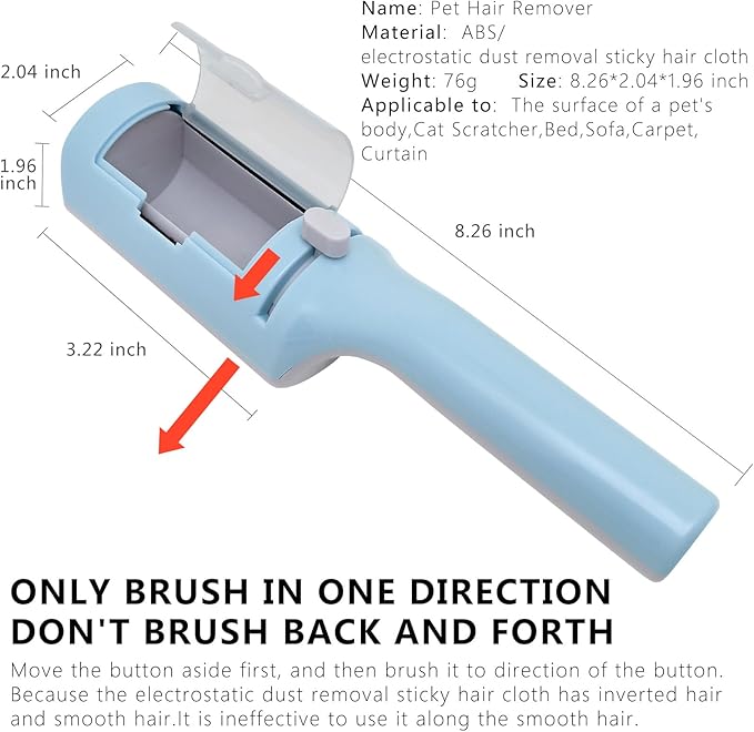 3 Packs Pet Hair Remover Roller Lint Brush and Reusable Lint Roller Dog & Cat Hair Remover for Rug, Furniture, Couch, Car, Carpet, Clothes and Bedding Multi-Surface Fur Removal Tool