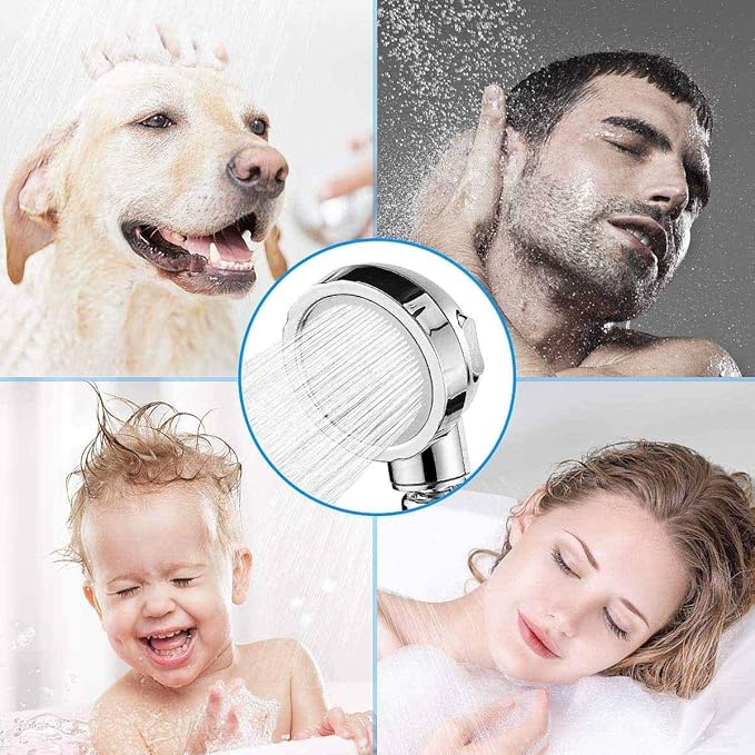 Modern 3-Setting Detachable Shower Head with 59-Inch Hose, High Pressure Water Saving, 360 Rotating Adjustable Handheld Shower Head with ON/OFF Switch and 3 Spray Modes, Chrome Finish
