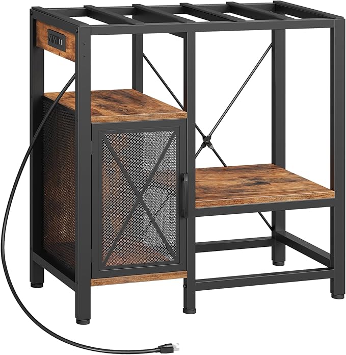 20-37 Gallon Fish Tank Stand, Aquarium Stand with Power Outlet and Storage Cabinet, Heavy Duty Tank Stand Suitable for Turtle Tank, Reptile Terrarium, for Home Office, Rustic Brown FTHR40E01