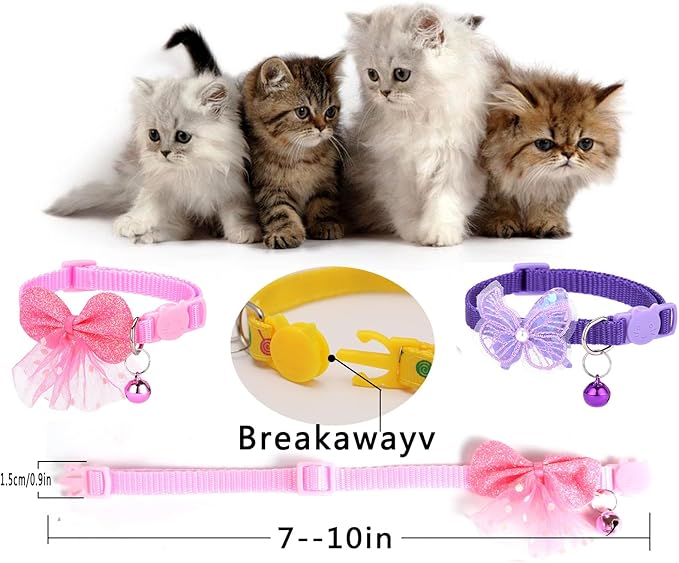 16 PCS Cute Cat Collars Breakaway with Bell for Boy Cats and Girl Cats Gifts (#2-Multicolor Lace)