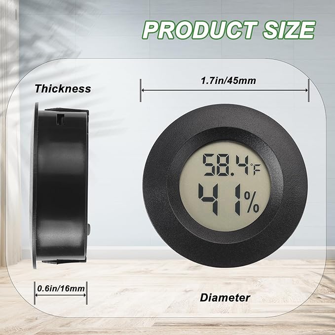 Mini Hygrometer Digital Thermometer Humidity Meter Hygrometer Thermometers Indoor/Outdoor Humidity Monitor Reptile Thermometer for Humidors Greenhouse Garden Cellar Fahrenheit(℉)/ Celsius(℃) 4 Pack