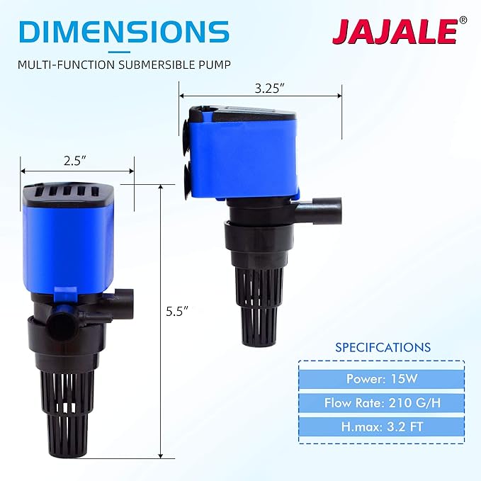 Water Pump 210 GPH Submersible Internal Aquarium Powerhead Water Pump Ultra Quiet for Aquarium,Fish Tank -5 Pack