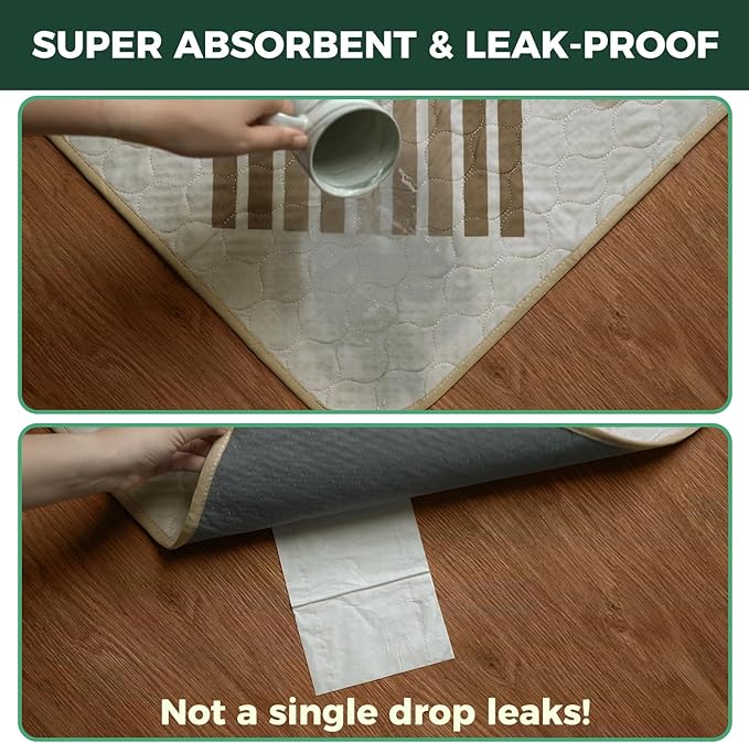 FXW Washable Pee Pads for Dogs, Puppy Pads with Super Absorbent, Specifically Designed for Potty Training, 35" Square, Khaki Geometric, 2 Packs