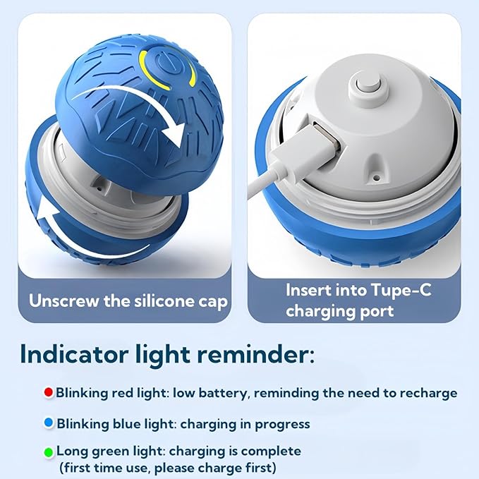 2025 New Interactive Dog Toys Dog Balls,Durable Motion Activated Automatic Rolling Ball Toys for/Small/Medium Dogs(Orange+Blue)