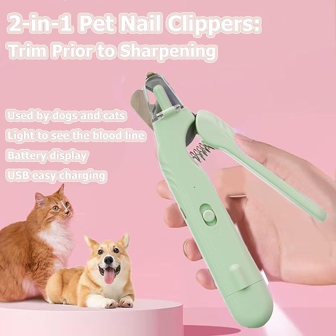 2 In 1 Pet Nail Clipper and Grinder, Professional Electric Rechargeable Pet Nail Fast Trimmer, Painless, Claw Care Grooming, Smoothing, Silent - Shockproof, For Small, Large Dogs & Cats, upgraded